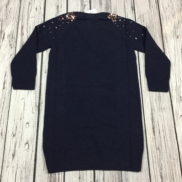 Gap Girls XS 4-5 Navy Blue Sequins Sweater Dress - Picture 3 of 3